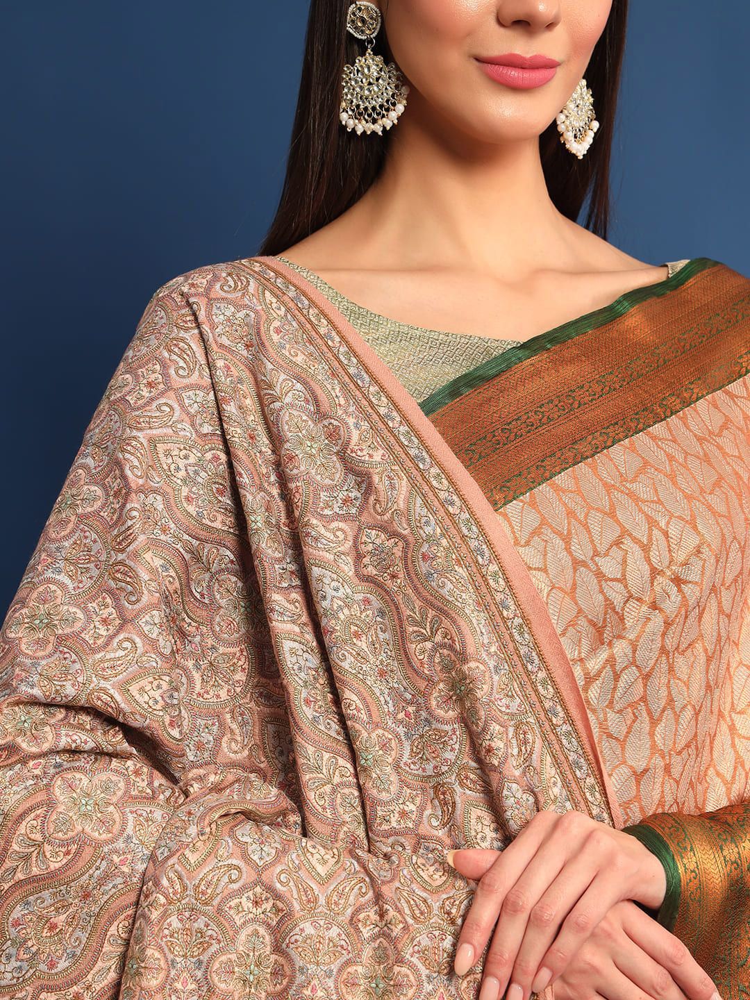 Dhiyona PA Ethnic Motifs Embroidered Woollen Shawl