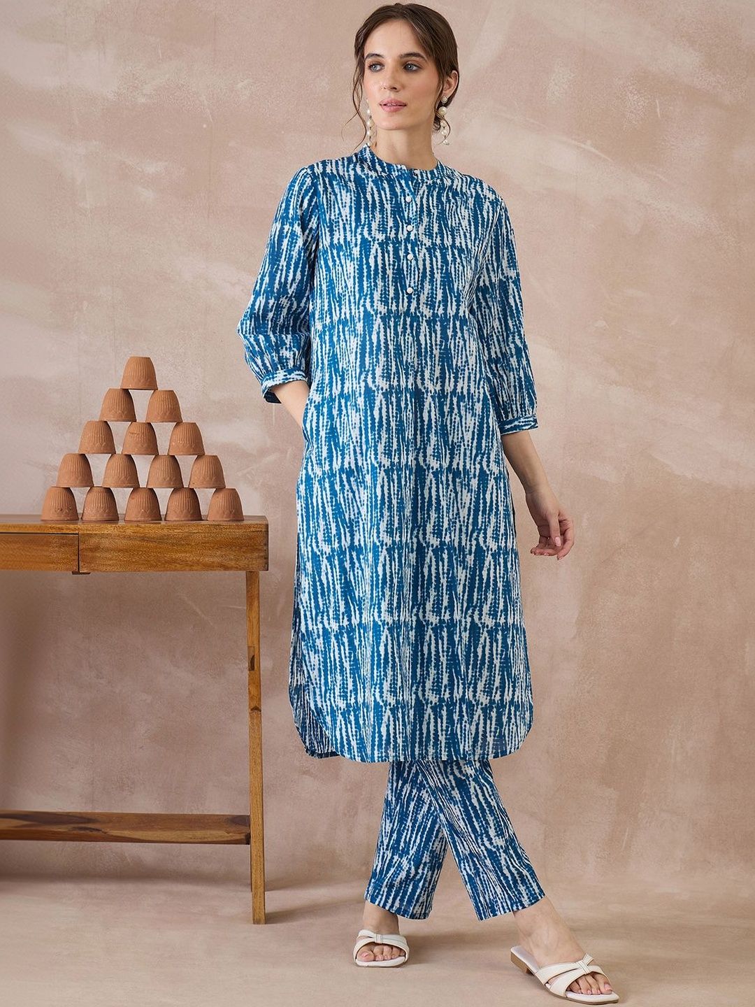 Women Printed Regular Pure Cotton Kurta with Trousers