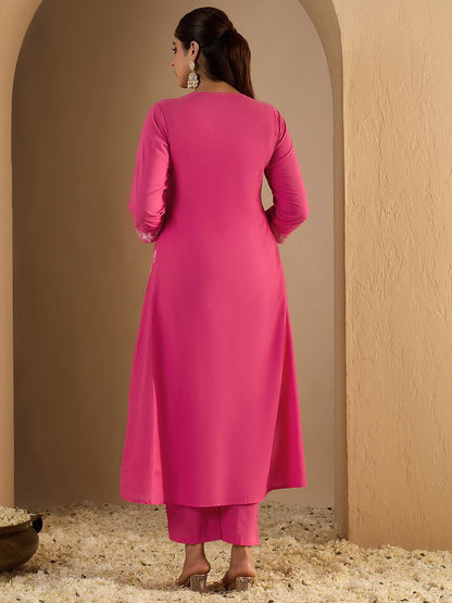 Dhiyona IE Embroidered Pure Cotton Tunic With Trousers Co-Ords