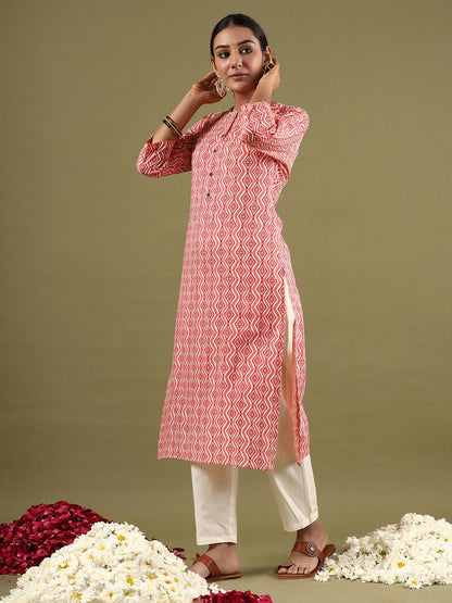 Dhiyona IE Women Keyhole Neck Cold-Shoulder Sleeves Kurta