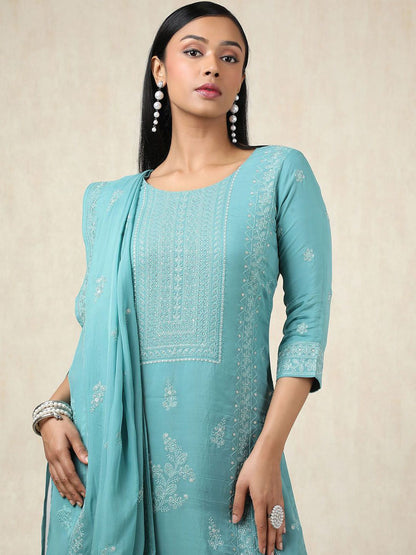 Dhiyona SO Women's Women Printed Regular Sequinned Kurta with Palazzos & With Dupatta