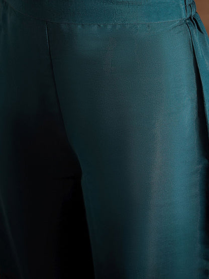 Dhiyona IE Floral Embroidered Thread Work Straight Kurta With Trousers & Dupatta