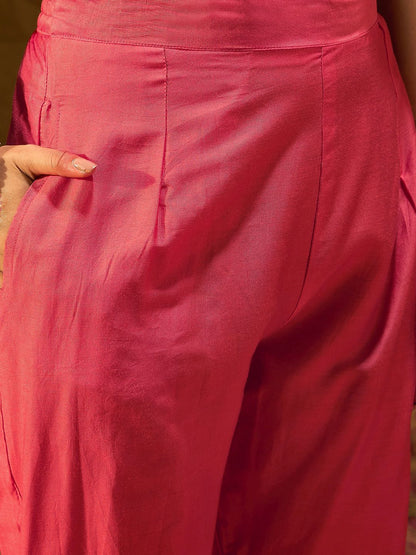 Dhiyona IE Leheriya Embroidered Thread Work Chanderi Silk Kurta With Trousers & Dupatta