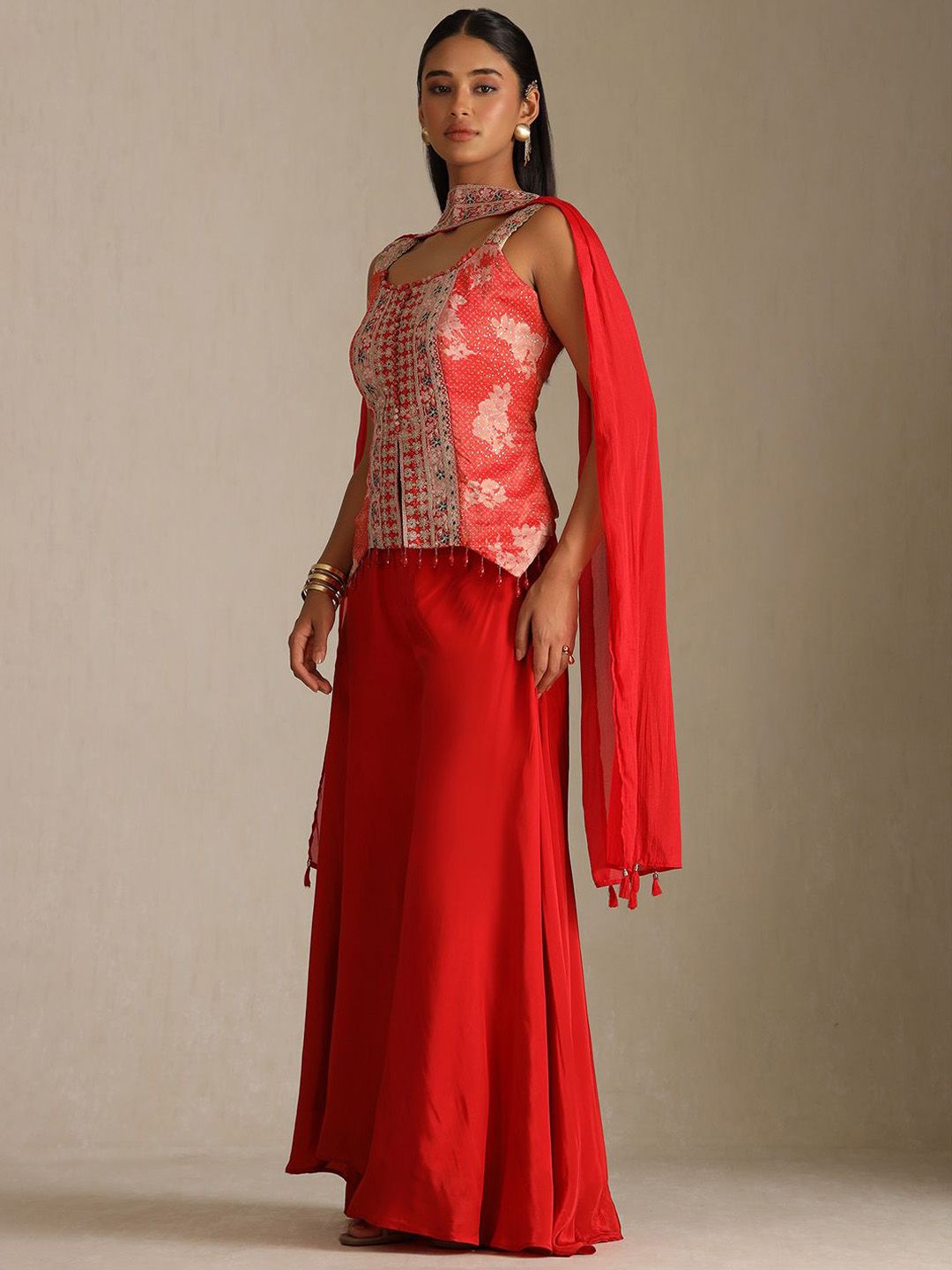 Dhiyona SO Women's Women Embroidered Regular Kurta, Palazzos With Dupatta