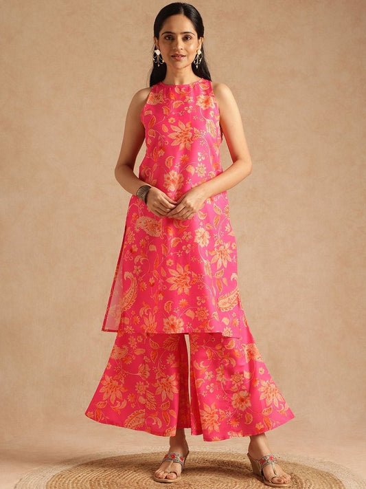 Dhiyona AN Women Floral Printed Regular Kurta with Sharara
