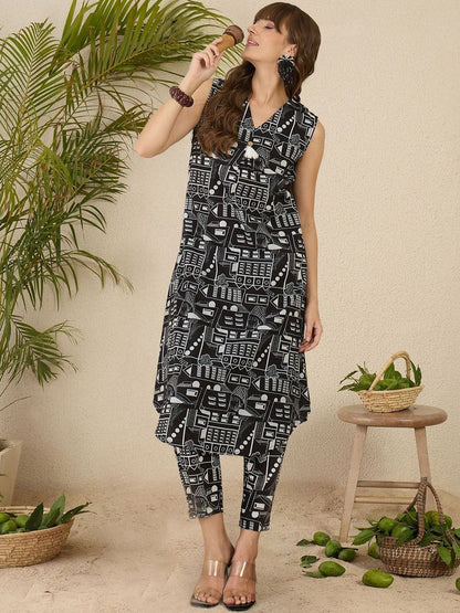 Women Printed Regular Pure Cotton Kurta with Trousers
