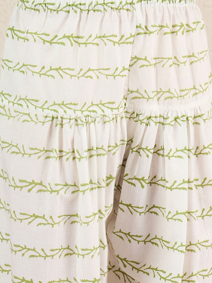 Women Floral Printed Regular Thread Work Pure Cotton Kurta with Salwar & With Dupatta