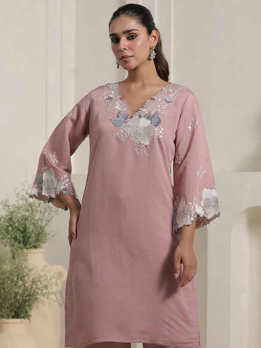 Women Floral Embroidered Straight Kurta with Palazzo