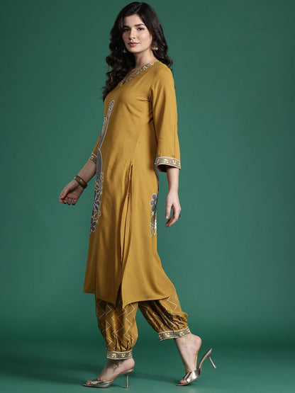 Dhiyona IE Quirky Printed Beads & Stones Kurta with Salwar