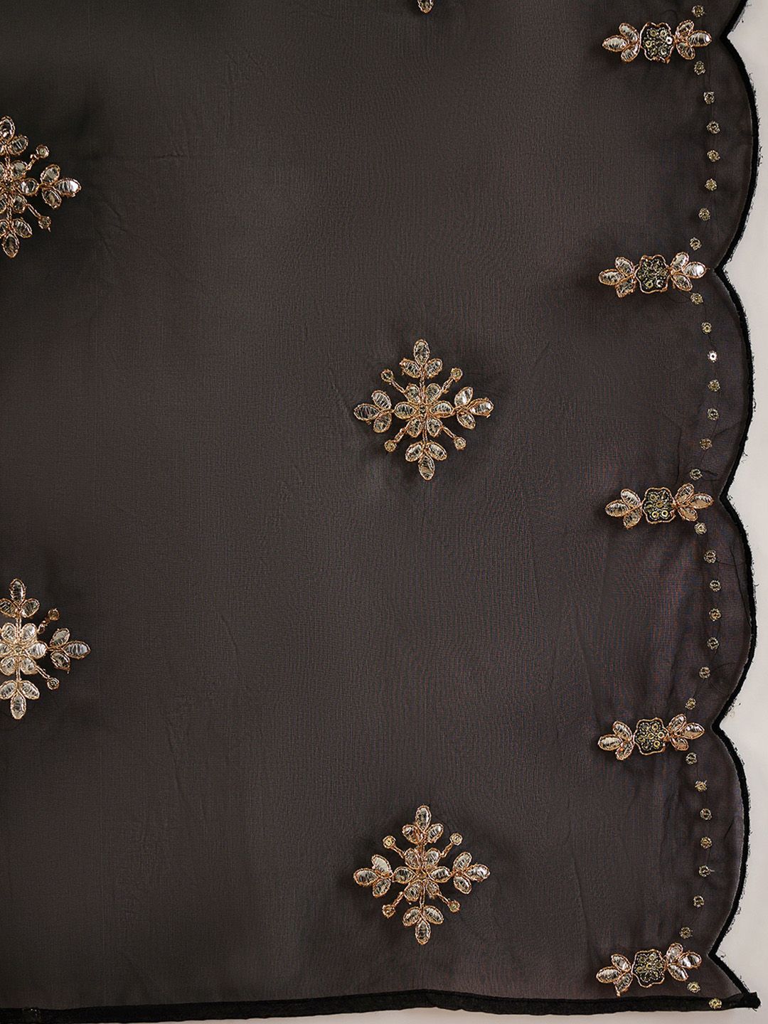 Ethnic Motifs Embroidered Gotta Patti Straight Kurta with Trousers & Dupatta