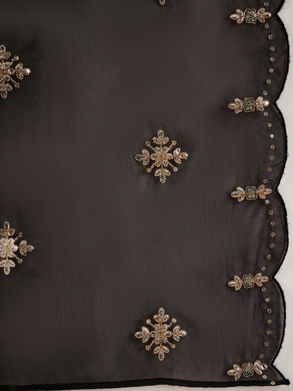 Ethnic Motifs Embroidered Gotta Patti Straight Kurta with Trousers & Dupatta