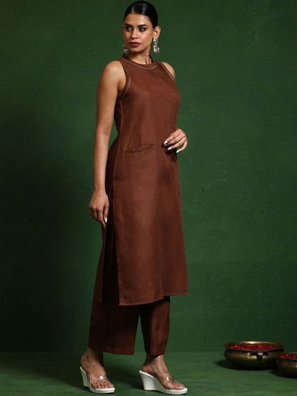 Dhiyona VA Women's Regular Thread Work Kurta with Trousers