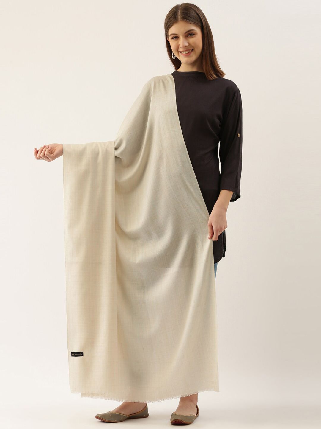 Dhiyona PA Women White Solid Shawl