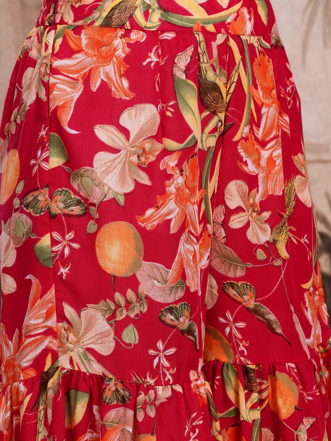 Dhiyona SN Women's Floral Print Empire Kurta with Sharara & Dupatta