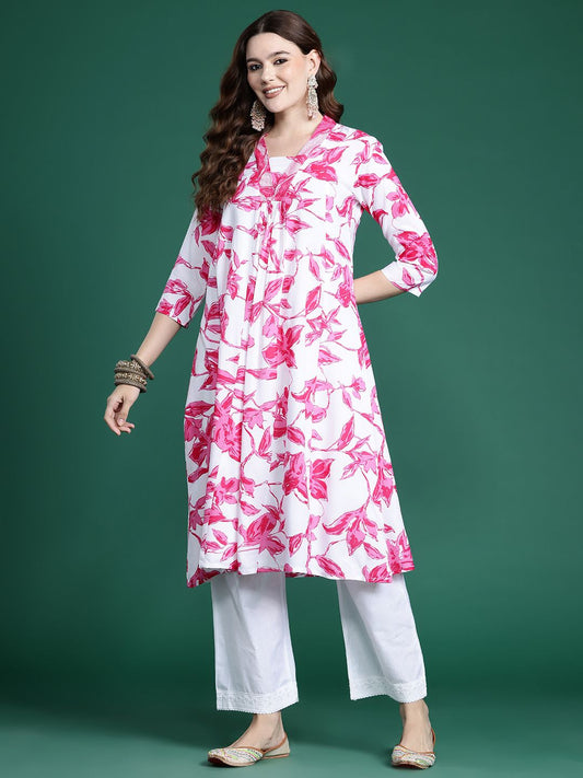 Dhiyona IE Floral Printed Sequinned Kurta