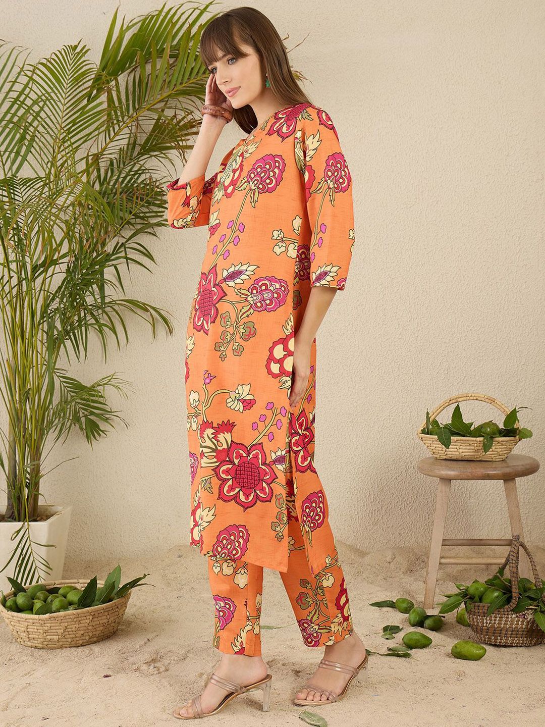Dhiyona IE Printed Straight Tunic & Trousers Co-Ord Set
