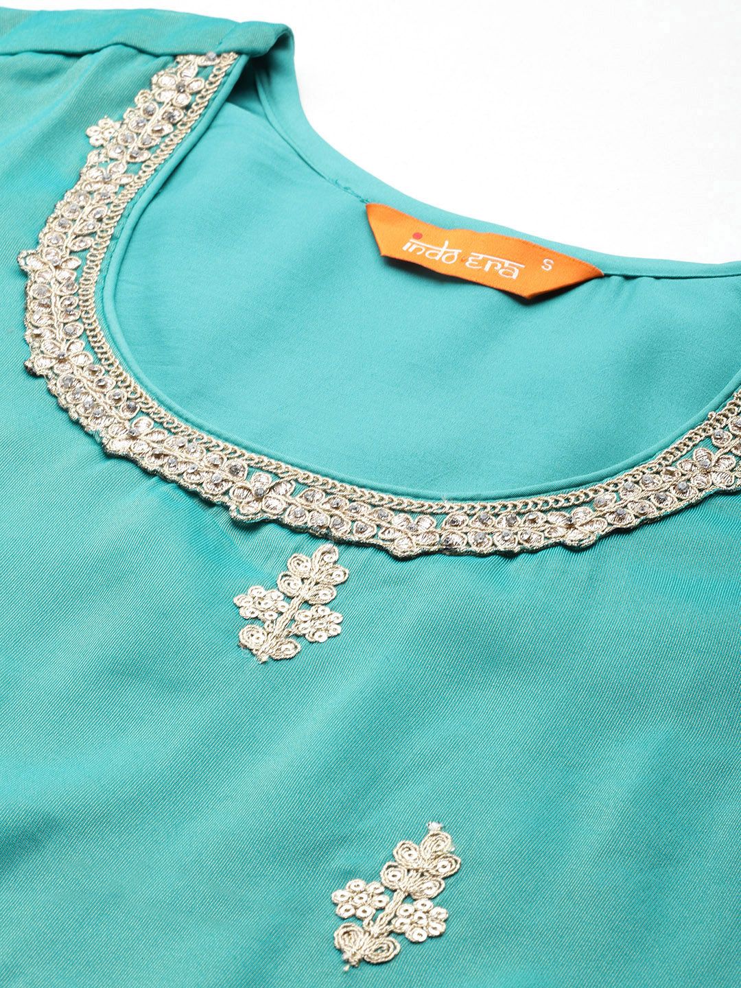 Ethnic Motifs Embroidered Sequinned Kurta with Palazzos & Dupatta