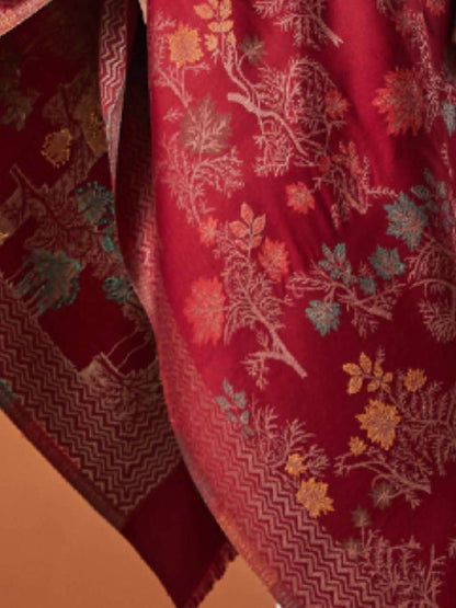 Dhiyona PA Floral Woven Design Fringed Shawl