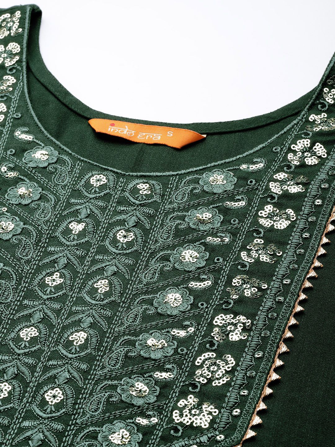 Dhiyona IE Women Green Ethnic Motifs Yoke Design Kurta