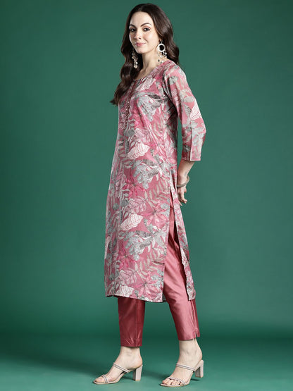 Dhiyona IE Floral Printed Kurta with Trousers & Dupatta