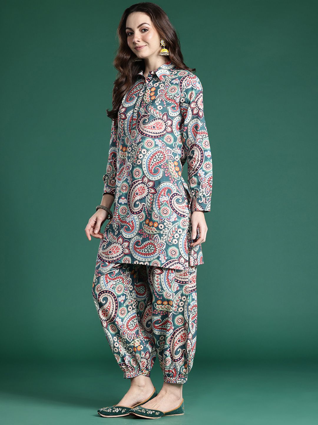 Dhiyona IE Paisley Printed Pure Cotton Kurta with Salwar