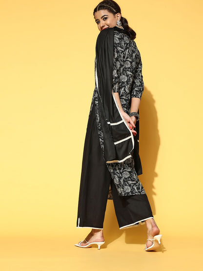 Dhiyona IE Floral Cotton Blend Kurta Set