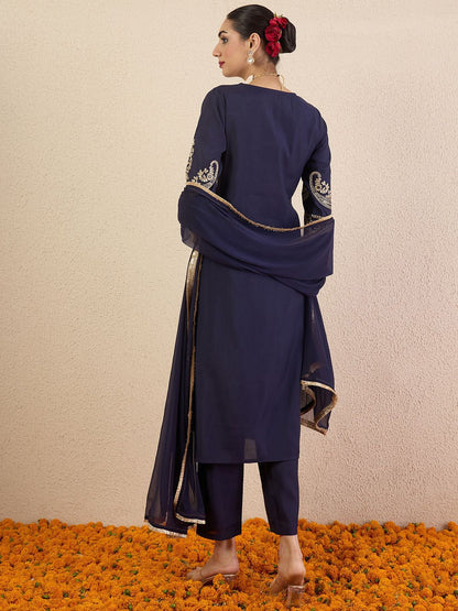 Dhiyona IE Women Solid Woven Design Kurta with Pyjama & Dupatta
