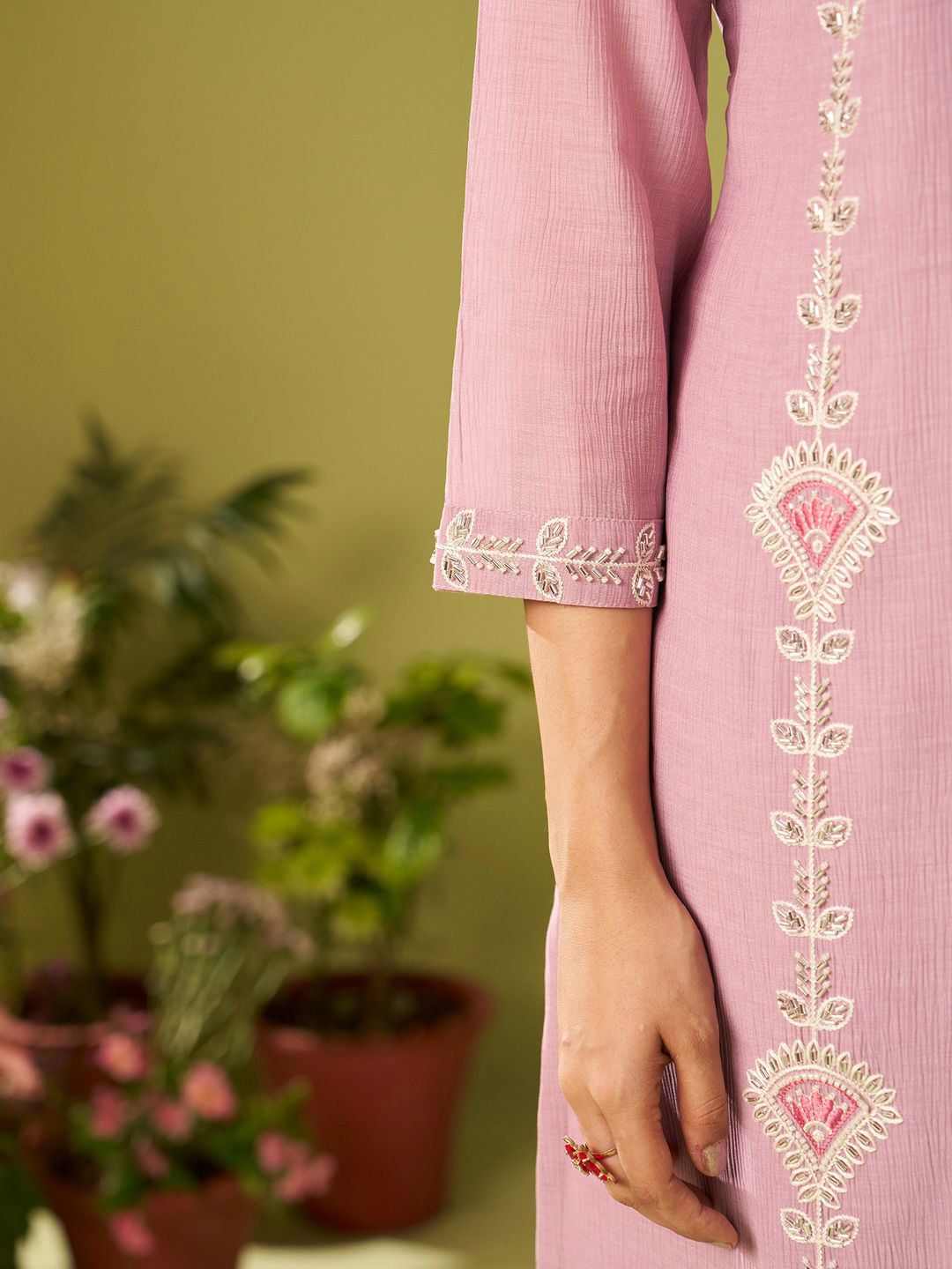 Women Floral Embroidered Kurta with Trousers & Dupatta