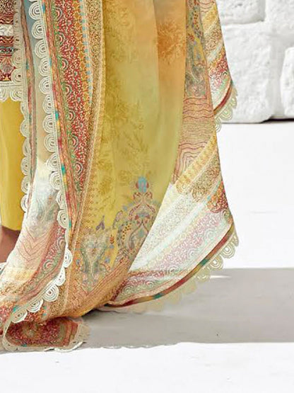 Dhiyona IE Women Ethnic Motifs Printed Regular Thread Work Kurta Trousers With Dupatta