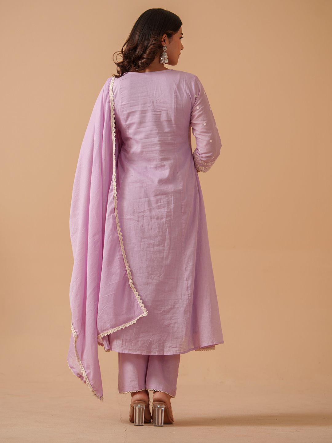 Dhiyona PD Women Embroidered 100% Cotton Straight Kurta & Trousers With Dupatta