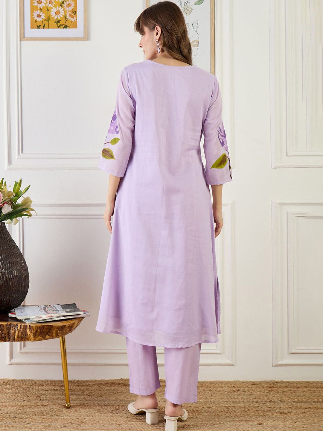 Dhiyona IE Printed Pure Cotton A-Line Tunic With Trousers Co-Ords
