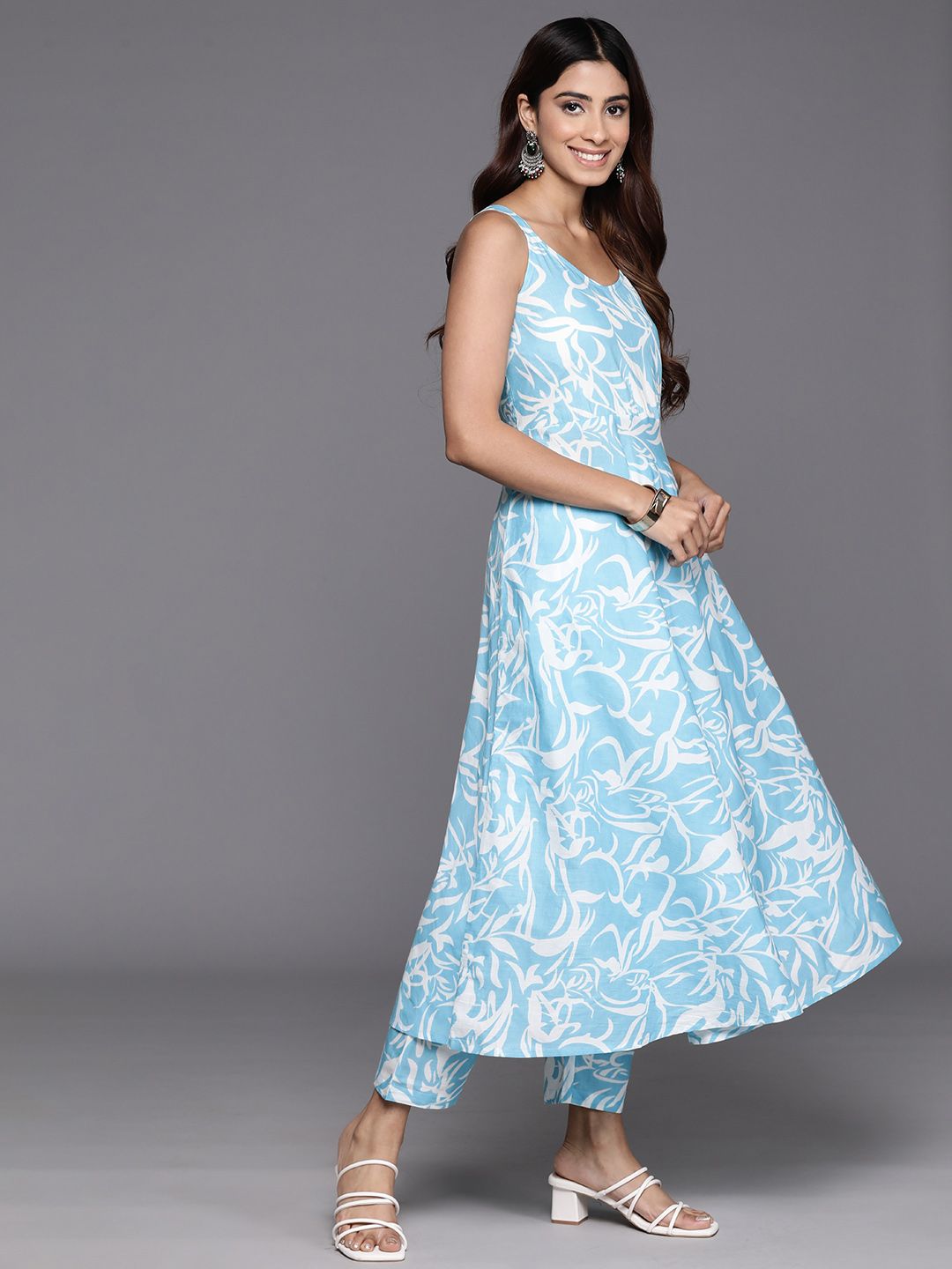 Dhiyona VA Women'sFloral Printed Pure Cotton Kurta with Trousers & Dupatta