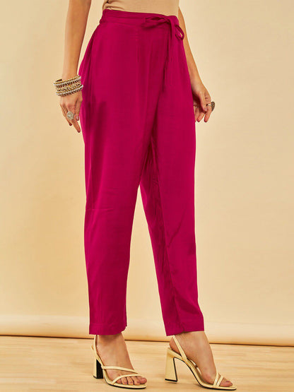 Dhiyona SO Women's Floral Embroidered Regular Gotta Patti Kurta with Trousers & Dupatta