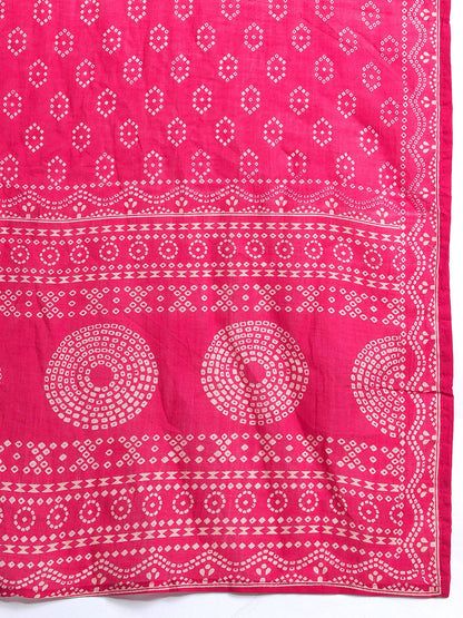 Dhiyona IE Ethnic Motifs Printed Panelled Pure Cotton Kurta with Trousers & With Dupatta