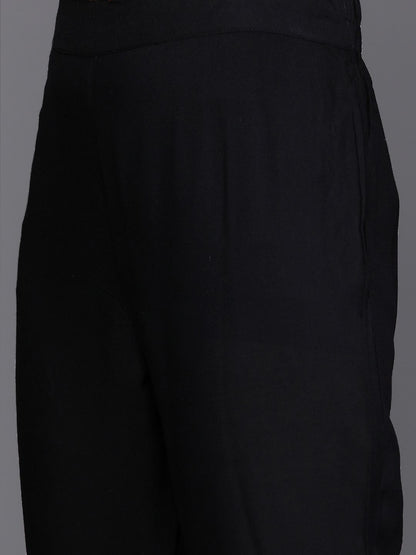 Dhiyona VA Women's Grey & Black Kurta with Trousers & Dupatta