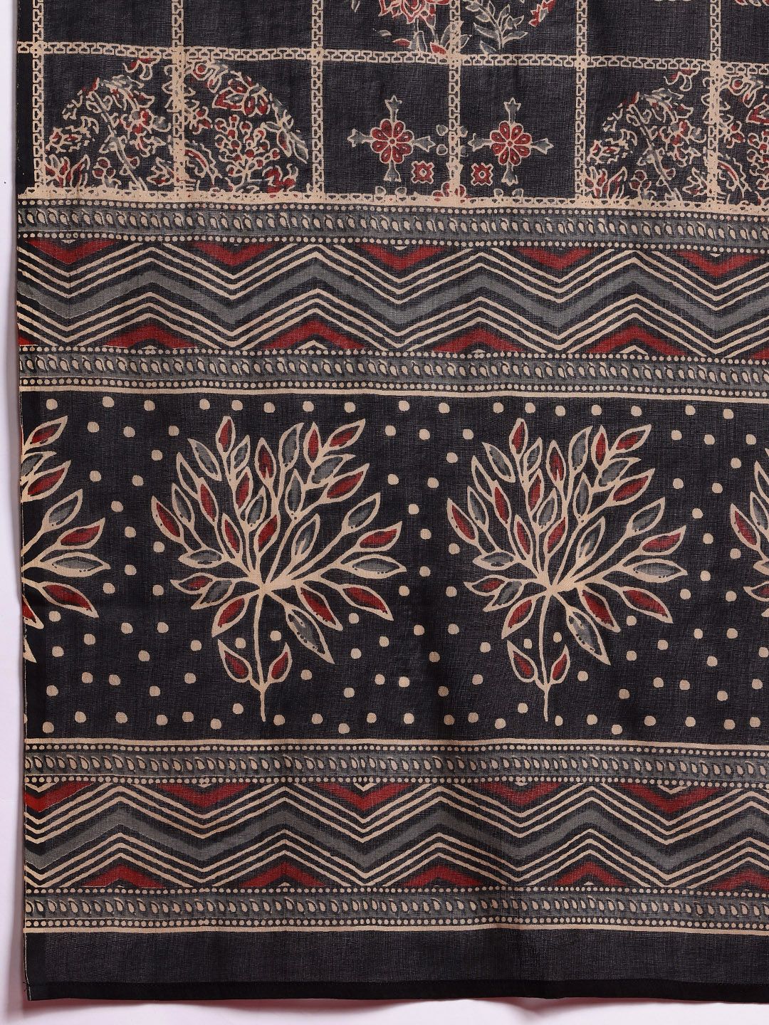 Dhiyona IE Floral Printed Pure Cotton Kurta With Trousers & Dupatta