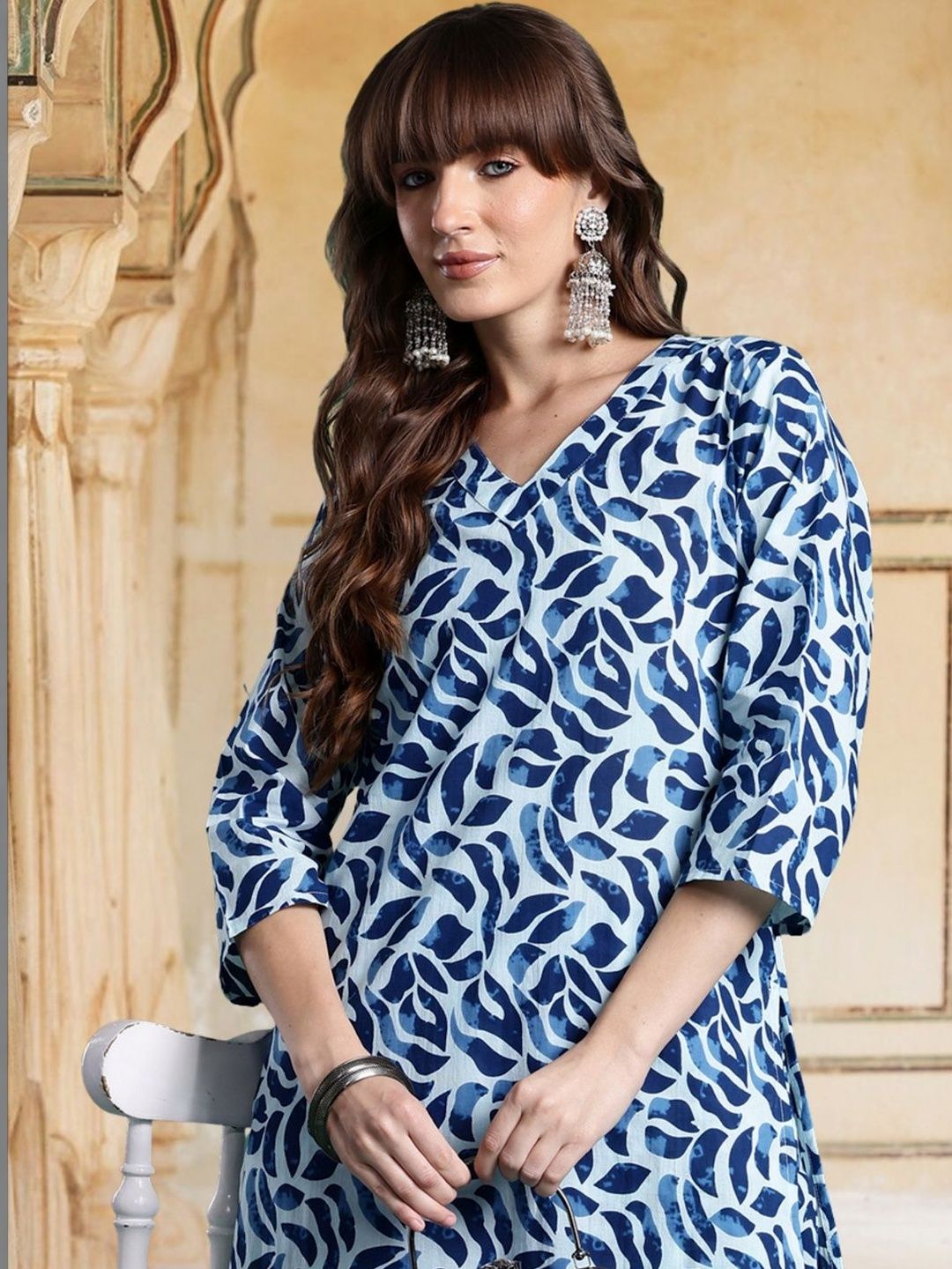 Dhiyona IE Women Printed Regular Pure Cotton Kurta with Trousers