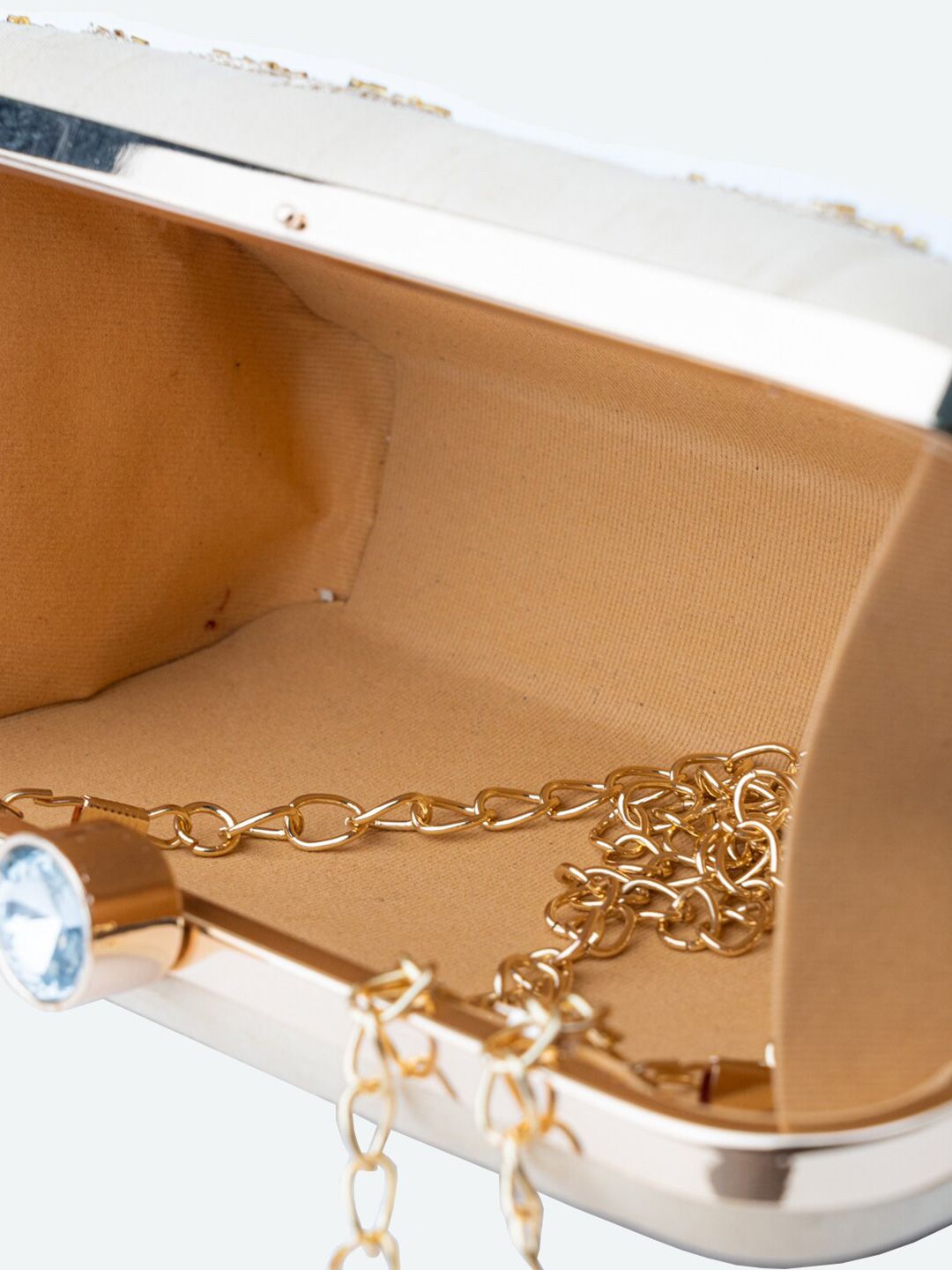 Dhiyona NR Women Beige & Pink Hand Embroidered Box Clutch