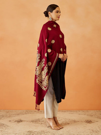Dhiyona PA Women Ethnic Motifs Embroidered Shawl