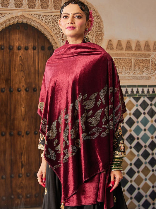 Dhiyona PA Women Paisley Velvet Shawl