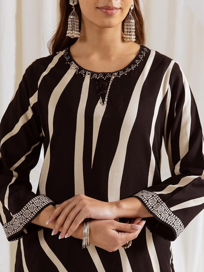 Dhiyona IS Women's Women Striped Kurta with Palazzo