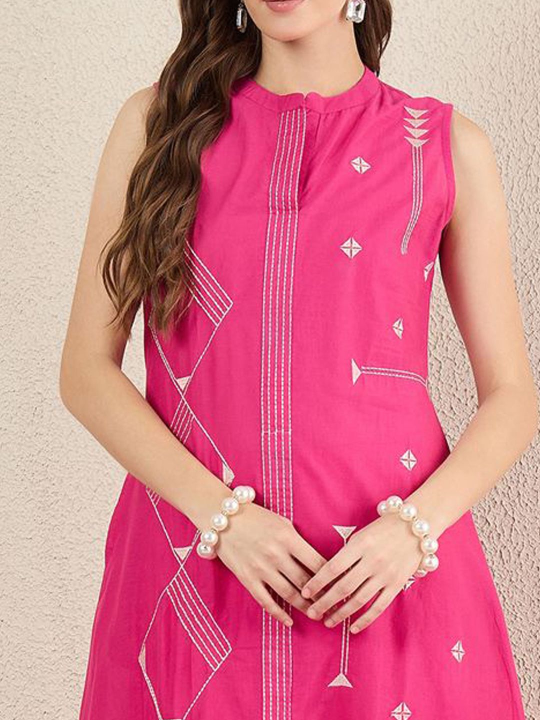 Women Ethnic Motifs Embroidered Regular Pure Cotton Kurta with Palazzos