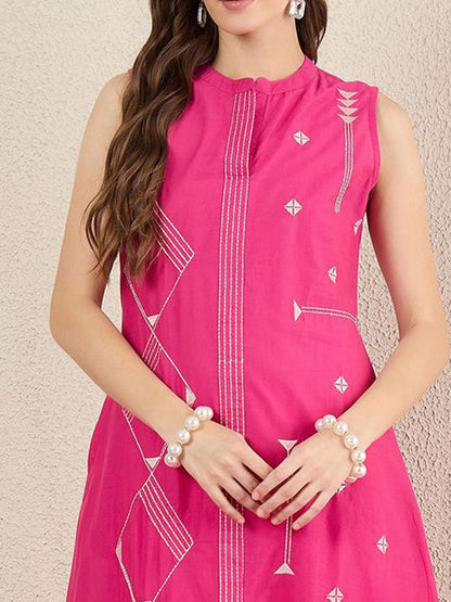 Women Ethnic Motifs Embroidered Regular Pure Cotton Kurta with Palazzos