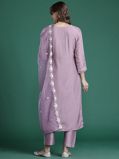 Dhiyona IE Floral Embroidered Kurta with Trousers & Dupatta