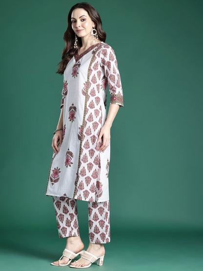 Women Ethnic Motifs Printed Regular Pure Cotton Kurta with Trousers
