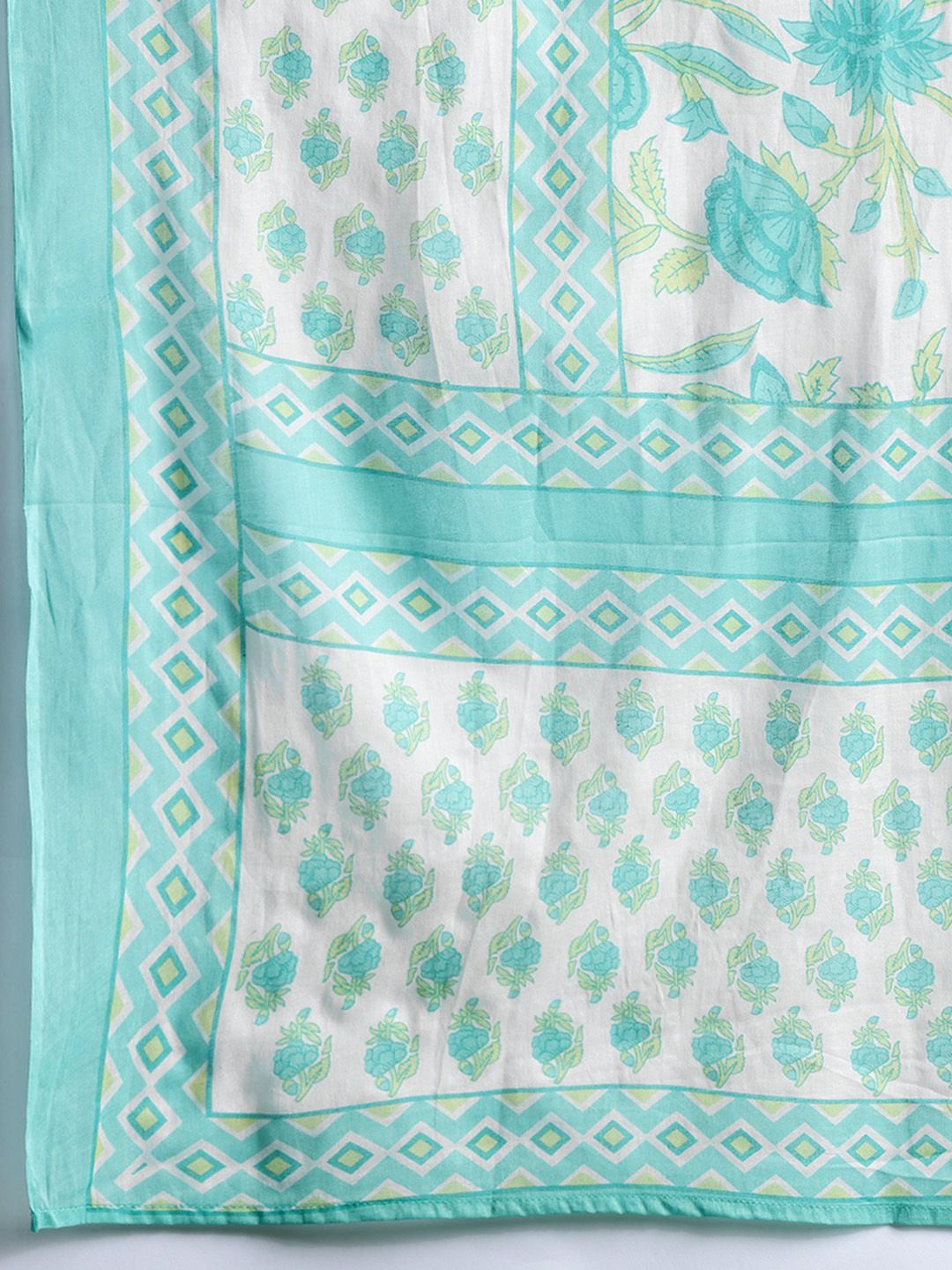 Women Floral Printed Mirror Work Pure Cotton Kurta with Trousers & Dupatta