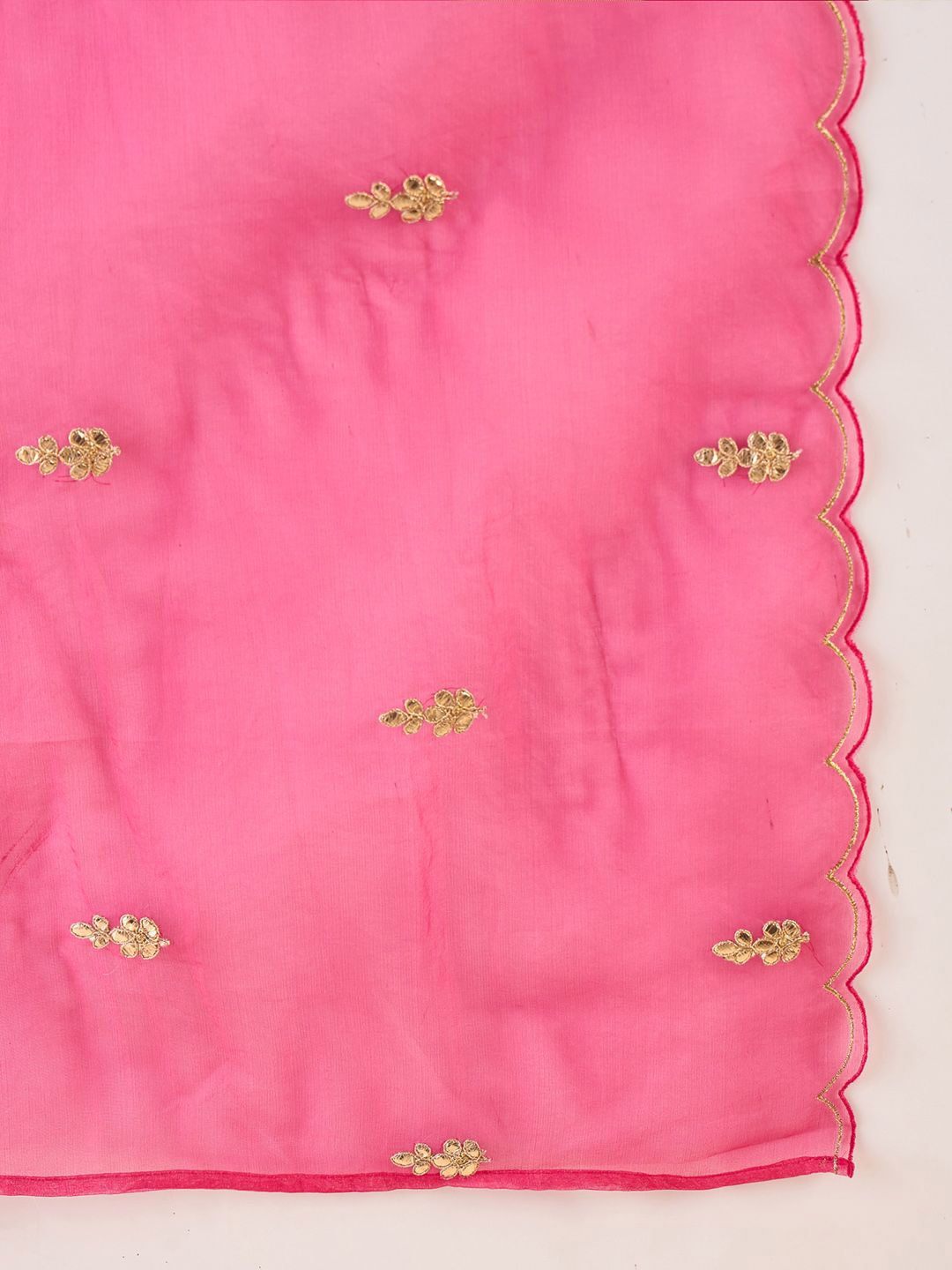 Embroidered Gotta Patti Work V Neck Kurta With Trousers & Dupatta