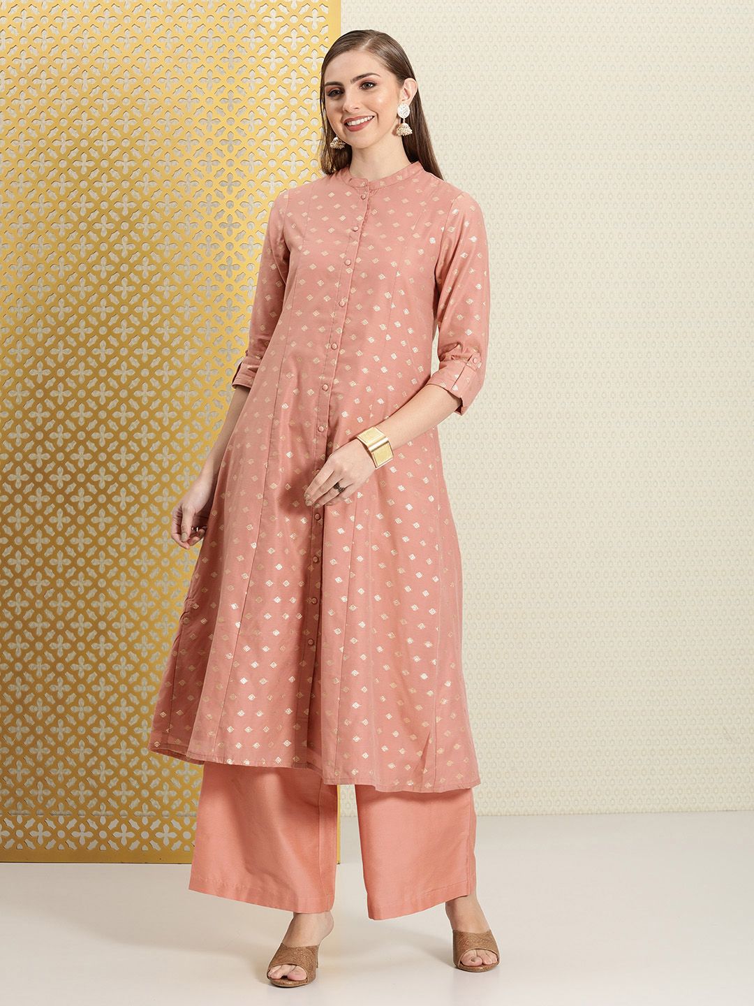 Dhiyona PD Women Women Jashn Ethnic Motifs Zari Work Kurta with Palazzos