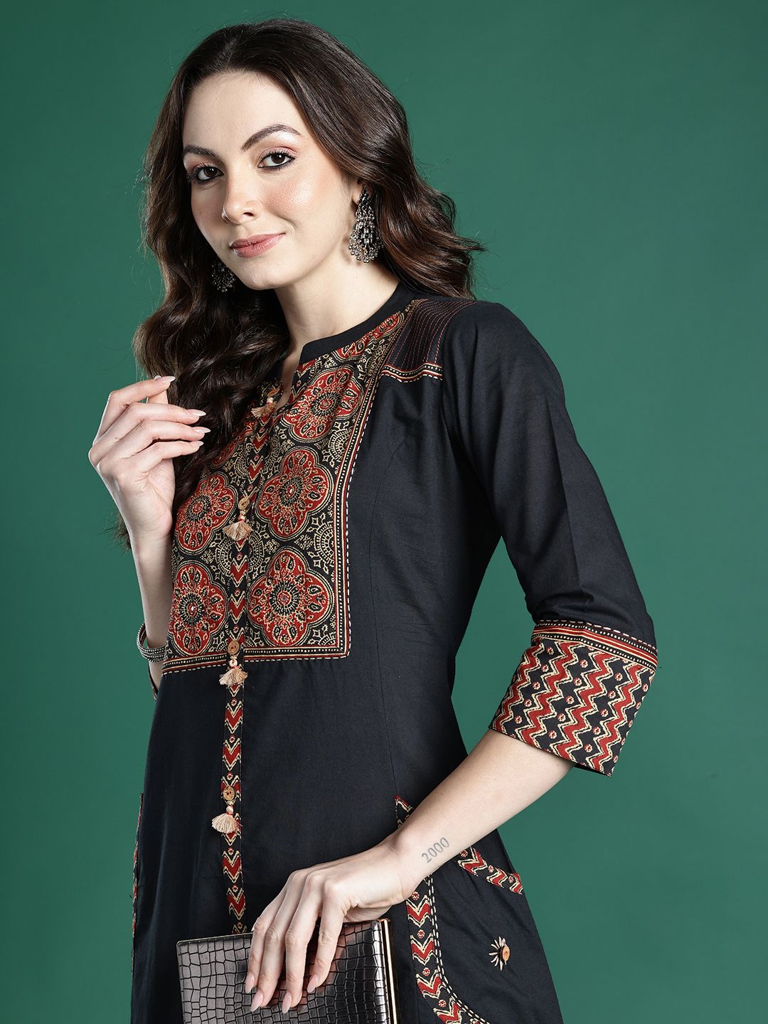 Ethnic Motifs Printed Pure Cotton Kurta with Trousers