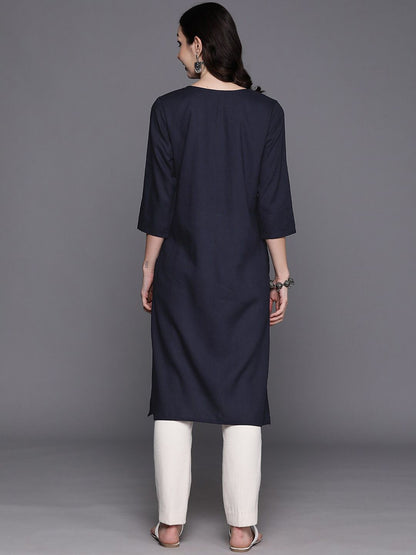 Dhiyona IE Floral Embroidered Sequins Straight Kurtas